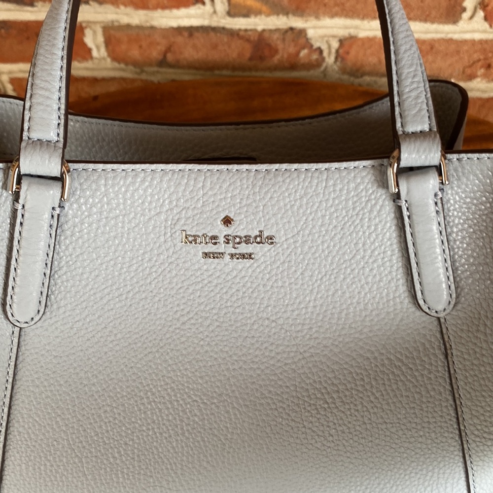 Kate Spade medium triple compartment satchel, blue pebbled leather, NWT - Picture 5 of 9